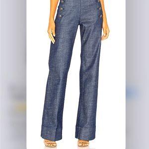 Gigi Hadid High Rise Denim Sailor Pant Wide Leg 4